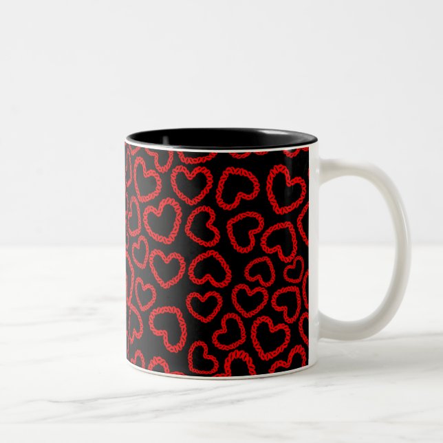Customisable Kissy Lips Heart Two-Tone Coffee Mug (Right)