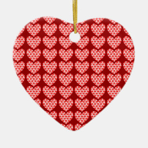 Customisable Kissy Lips Hearts Ceramic Ornament