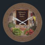 (Customisable) Kitchen Clock with your Name<br><div class="desc">👉Insert your name and let me know if you want a different colour for the frame of this #Custom #Kitchen #Clock 🔴More items with this design: www.zazzle.com/aura2000/kitchen</div>