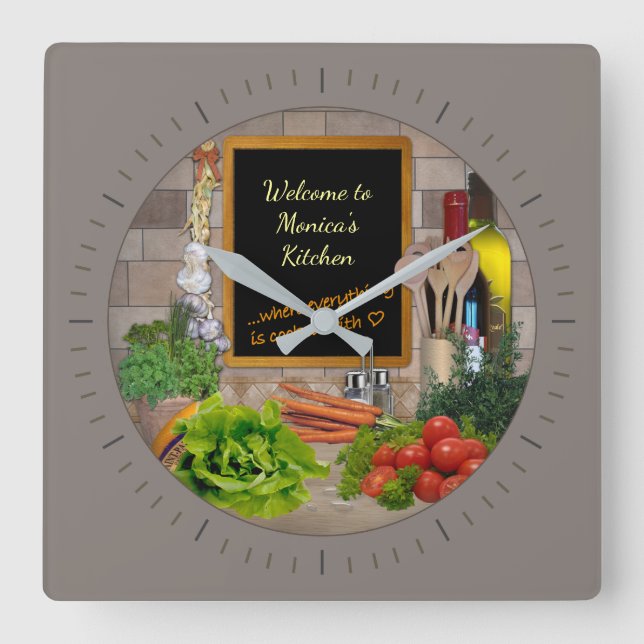 (Customisable) Kitchen Clock with your Name (Front)