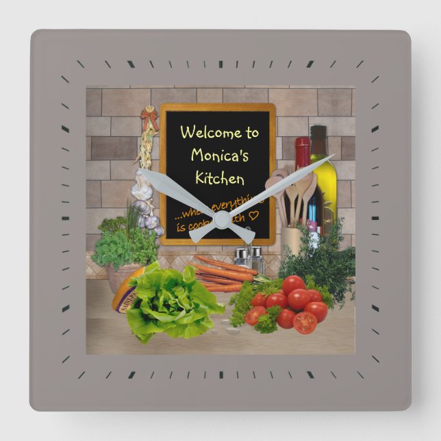 (Customisable) Kitchen Clock with your Name (Front)