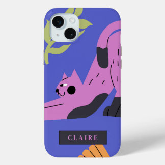 Customisable Kitty Cat & Matisse Leaves iPhone 15 Mini Case