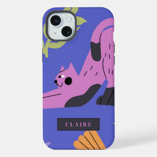 Customisable Kitty Cat & Matisse Leaves  iPhone 15 Plus Case