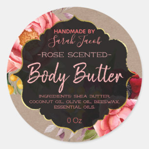 Customisable Kraft Floral Body Butter Label