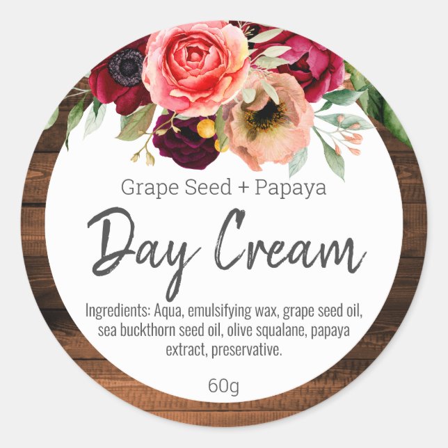 Customisable Label For Handmade Day Cream (Front)