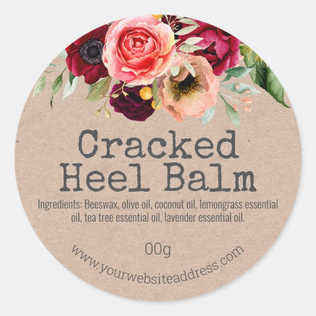 Customisable Label For Handmade Heel Balm (Front)