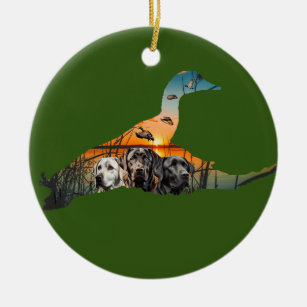Customisable Labrador Ornament, Flying Duck Ceramic Ornament