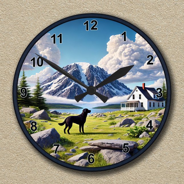 Customisable Labrador Retriever Landscape Scene Round Clock (Creator Uploaded)