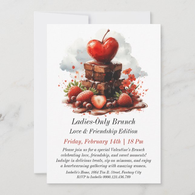 Customisable Ladies-Only Valentine’s Brunch Invite (Front)