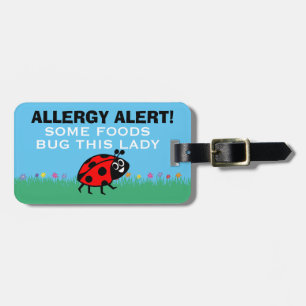 Customisable Ladybug Food Allergy Medical Alert Luggage Tag