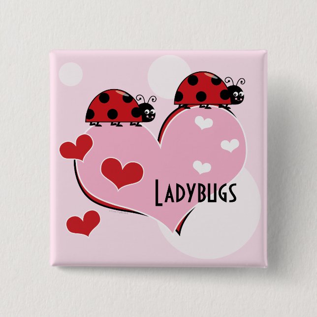 Customisable Ladybugs and Hearts 15 Cm Square Badge (Front)