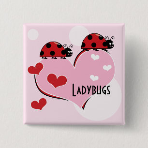 Customisable Ladybugs and Hearts 15 Cm Square Badge