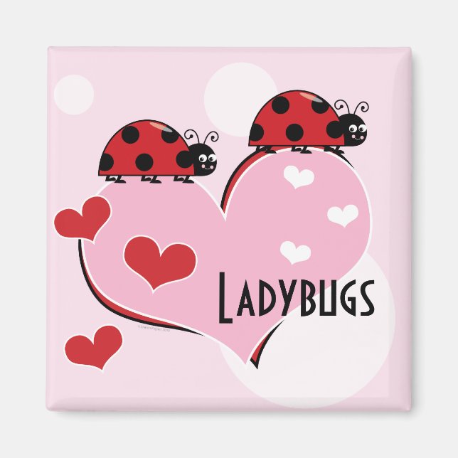 Customisable Ladybugs and Hearts Magnet (Front)