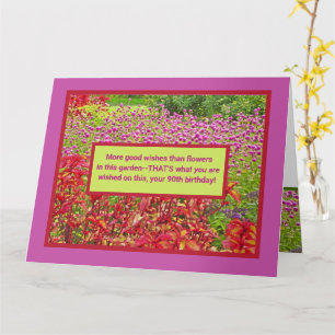 customisable Large Size Happy 90th Birthday/floral Card