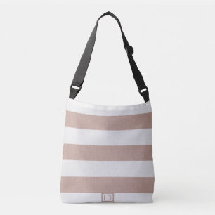 Customisable Latte & Pearl Striped Crossbody Bag