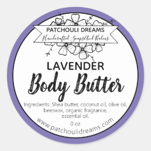 Customisable Lavender Body Butter Label Handmade