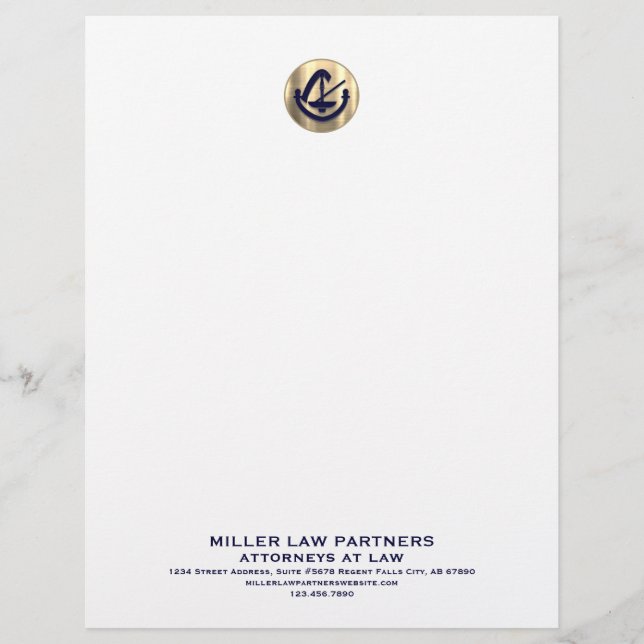 Customisable Law Firm Letterhead Elegant Gold Logo (Front)