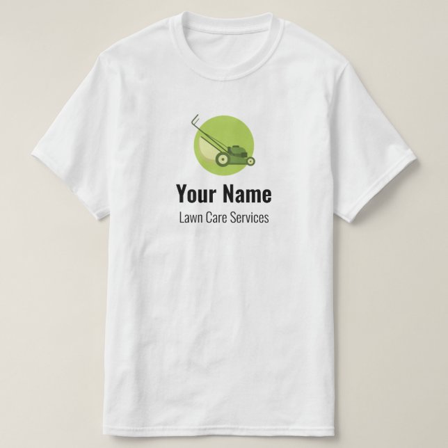 Customisable lawn care mower T-Shirt (Design Front)
