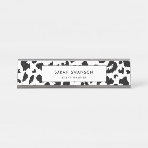 Customisable leopard print desk name plate