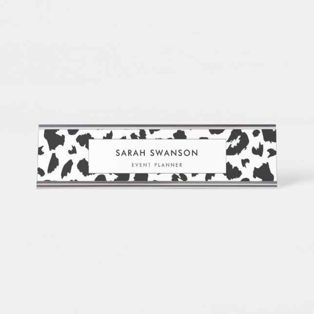 Customisable leopard print desk name plate (Front)