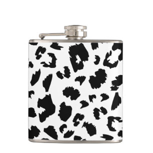 Customisable leopard print hip flask