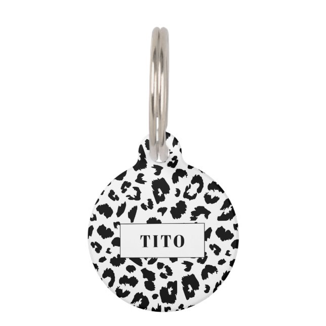 Customisable leopard print pet tag (Front)