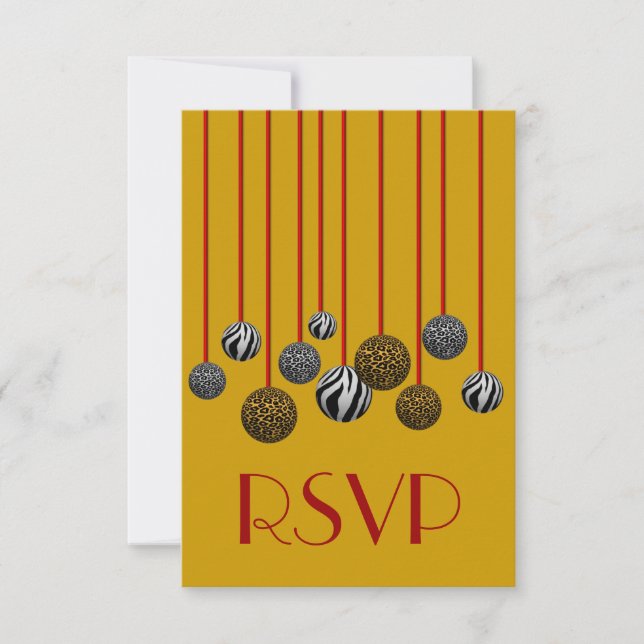 Customisable Leopard & Zebra Ornaments RSVP Card (Front)