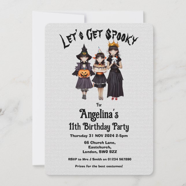 Customisable Let's Get Spooky Children's Birthday Invitation (Front)