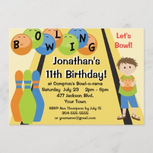 Customisable Let's Go Bowling Birthday Party Invitation
