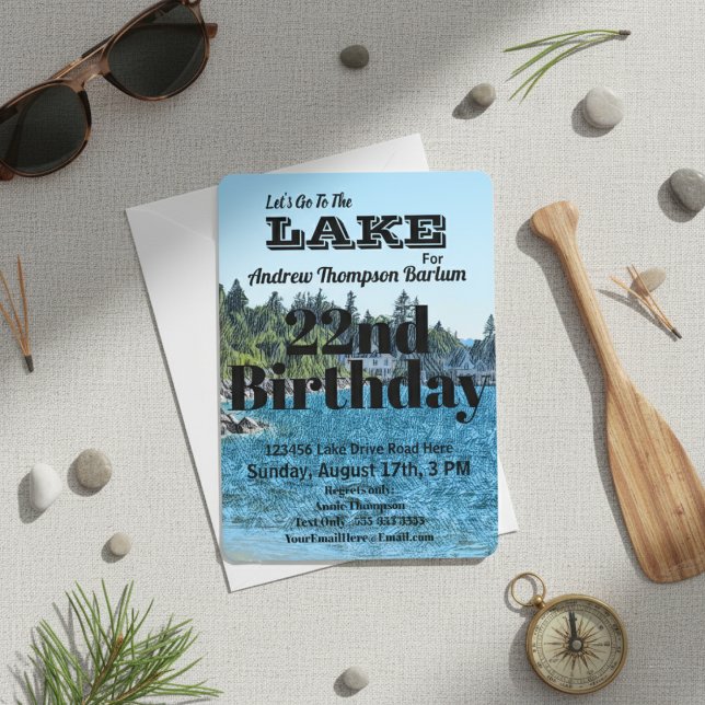 Customisable Let's Go To The Lake Birthday  Invitation (Customizable Let's Go To The Lake Birthday Invitation)