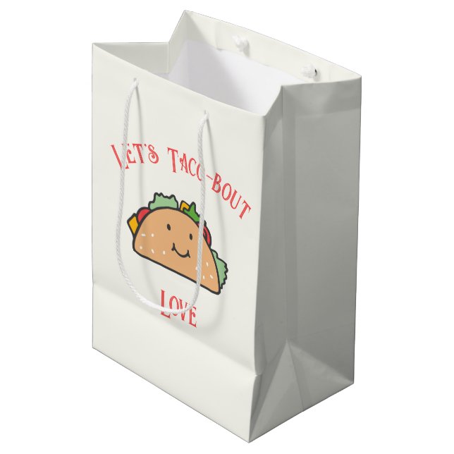 Customisable Let's Taco-bout Love Medium Gift Bag (Front Angled)