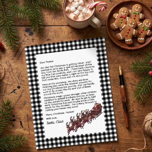 Customisable Letter From Santa Black & White Plaid