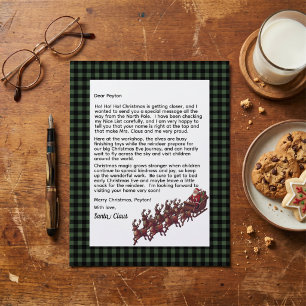 Customisable Letter From Santa Green & Black Plaid