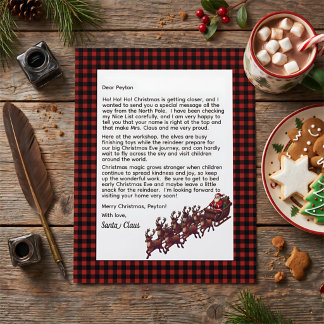 Customisable Letter From Santa Red & Black Plaid