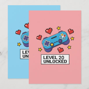Customisable Level Unlocked Gamer Gift Invitation