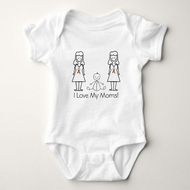 Customisable LGBT 2 Moms & Baby Bodysuit (Front)