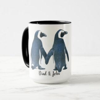 Customisable LGBTQ Gay Penguins in Love Mug