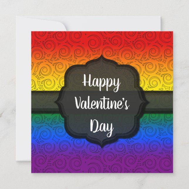 Customisable LGBTQ Gay Rainbow Valentine's Day Card (Front)