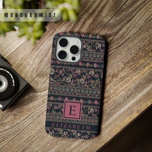 Customisable Light Dark Grey Pink Aztec Pattern iPhone 15 Pro Max Case