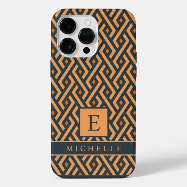 Customisable Light Dark Orange Grey Geometric  iPhone Case (Back)