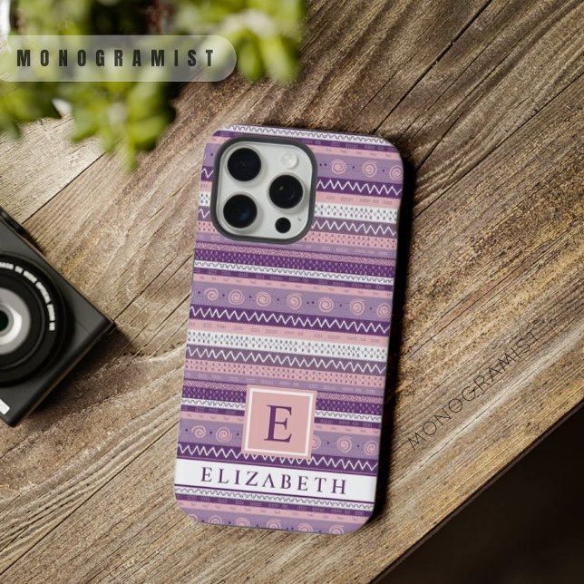 Customisable Light Dark Pink Purple White  Aztec iPhone Case (Customizable Light Dark Pink Purple White Aztec iPhone Case)
