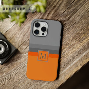 Customisable Light Grey Dark Orange Colour Block iPhone 15 Pro Max Case