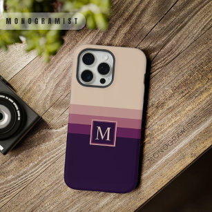 Customisable Light Grey Dark Purple Colour Block iPhone 15 Pro Max Case