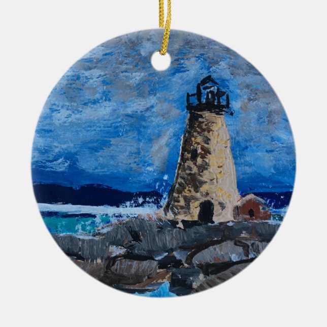 Customisable Lighthouse Painting Ornament (Front)