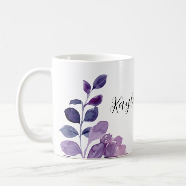 Customisable Lilac Floral Coffee Mug (Left)