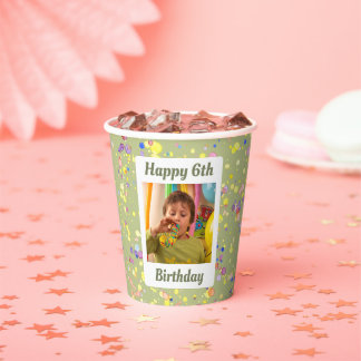 Customisable Lime Cream Green Birthday Confetti Paper Cups