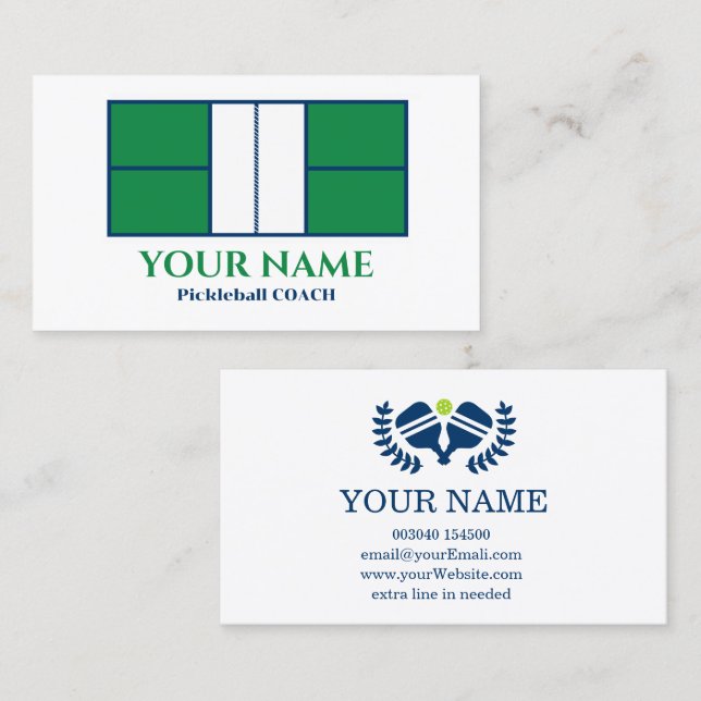 Customisable lime green realistic pickleball  business card (Front/Back)