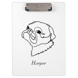 Customisable Line art Pug Clipboard