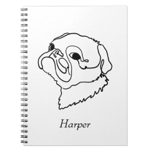 Customisable Line art Pug Notebook