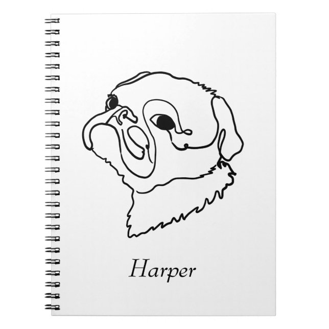 Customisable Line art Pug Notebook (Front)
